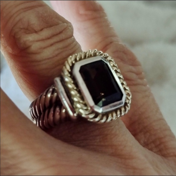 CNA Pranda Sterling Silver & 14K Smoky Quartz Ring Size 6 - Picture 3 of 7